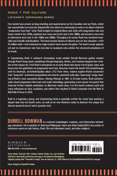 Experiencing Rush (back cover)