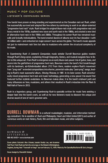 Experiencing Rush (back cover)