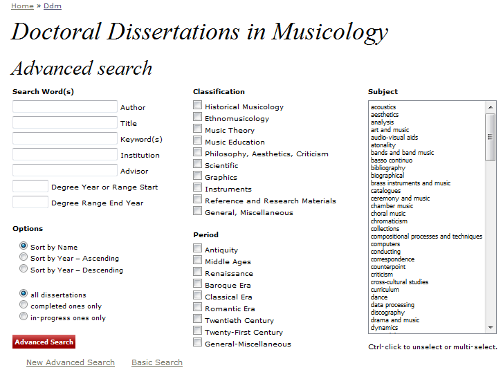 Doctoral Dissertations in Musicology